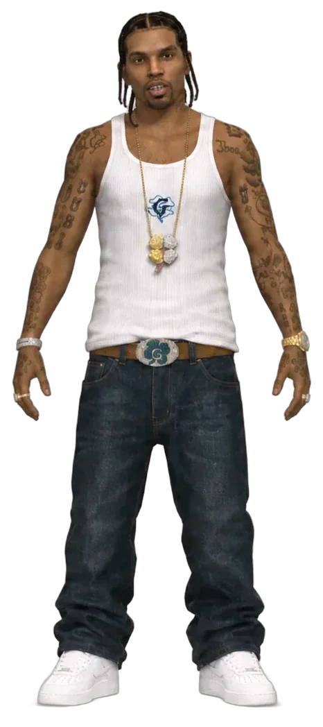 Custom GTA-style character — front view of the rendered rotation