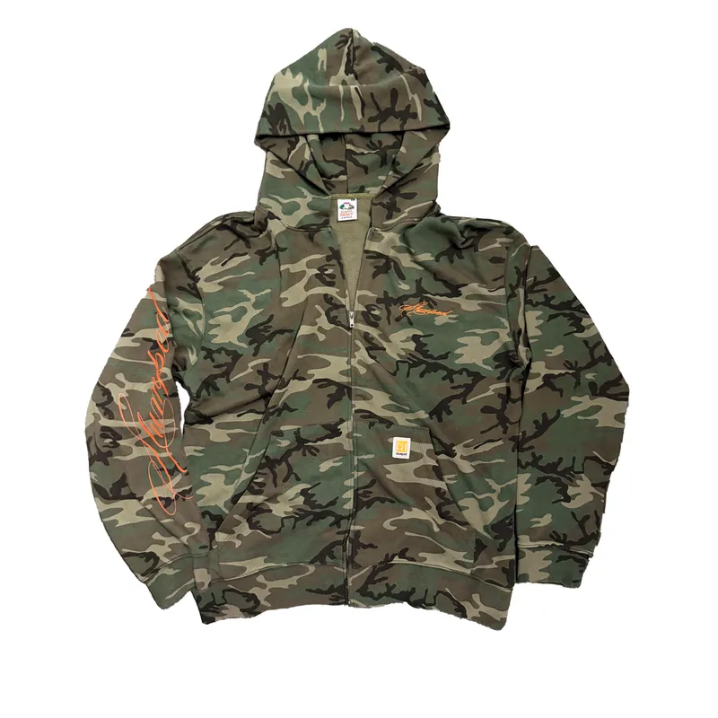 SLUMPED camo zip-up hoodie